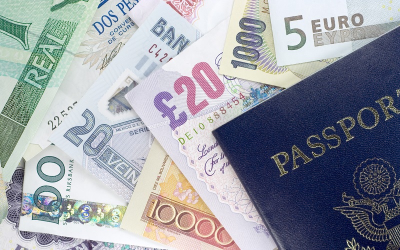 Passport with foreign currency