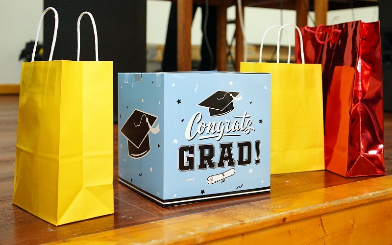 Graduation presents in gift bags